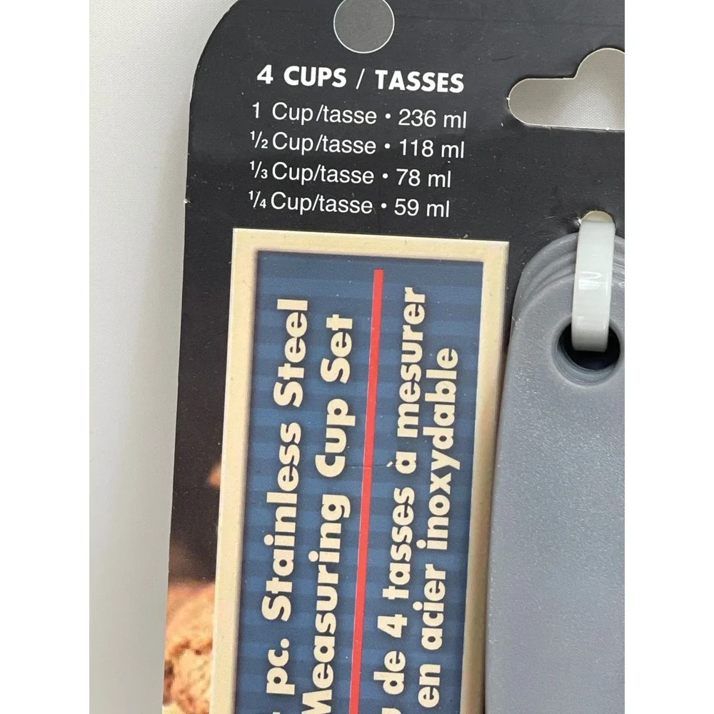 Cooks Corner Measuring Cup Set Stainless Steel Silver‎ Gray 4pc Kitchen Baking